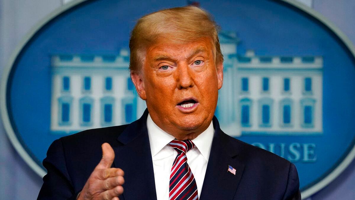 In this Nov. 5, 2020 file photo, President Donald Trump speaks at the White House in Washington.