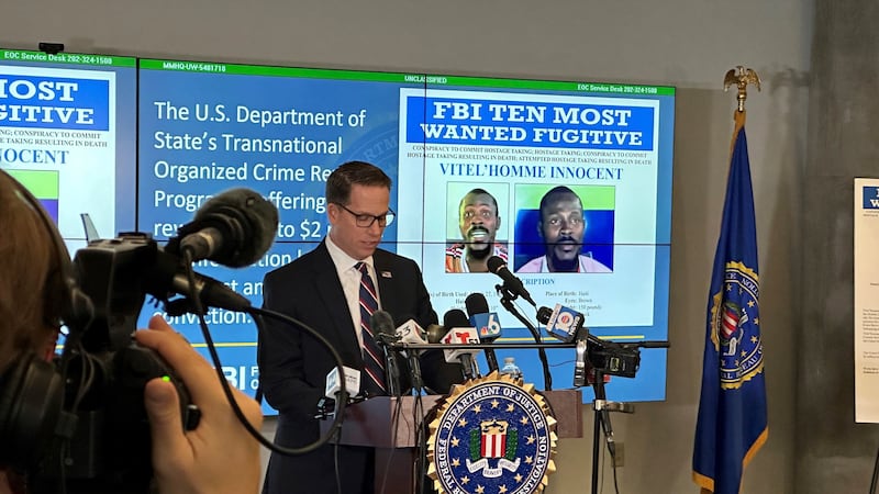 FBI Special Agent in Charge Jeffrey B. Veltri speaks during a press conference at the FBI...