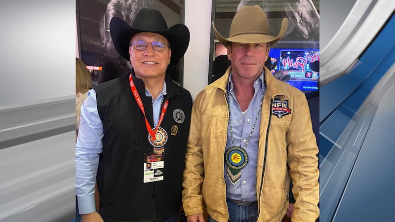 Choctaw Nation Chief Gary Batton presented Taylor Sheridan with a medallion Saturday.