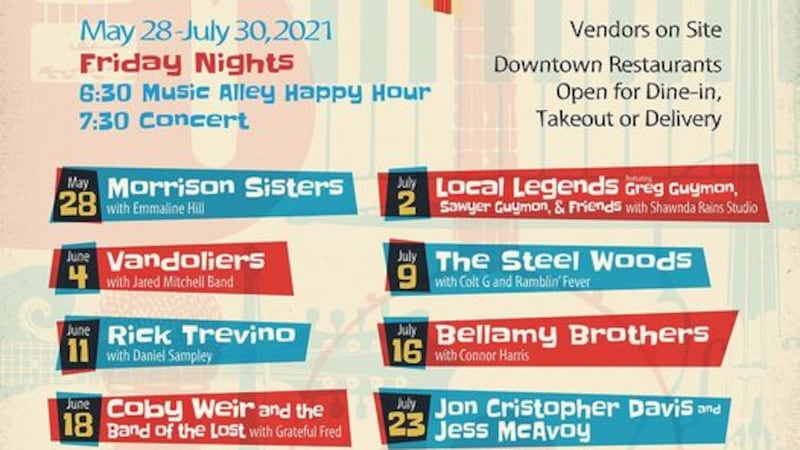 Beginning May 28, Main Street Denison will play host to an outdoor concert every Friday night.