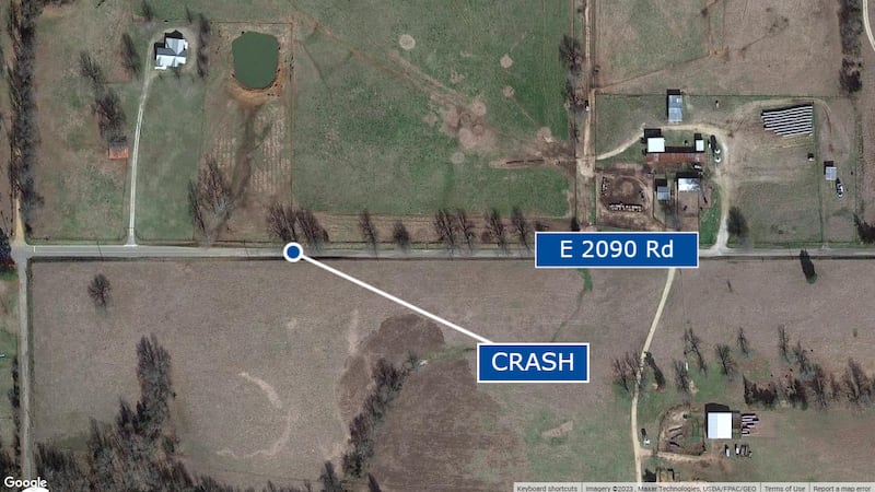 A Hugo man was taken to the hospital after a crash Sunday afternoon.