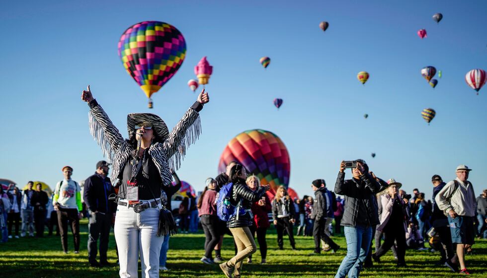 Nicole Tagart, a launch official with the 50th annual Albuquerque International Balloon...