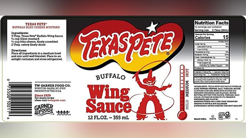 Texas Pete Buffalo Wing Sauce is being recalled because it may contain soy that is not...